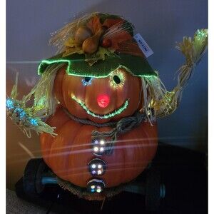 Jack-O-Lantern Pumpkin Fiber Optic Light Up Halloween Decoration 14" Tall